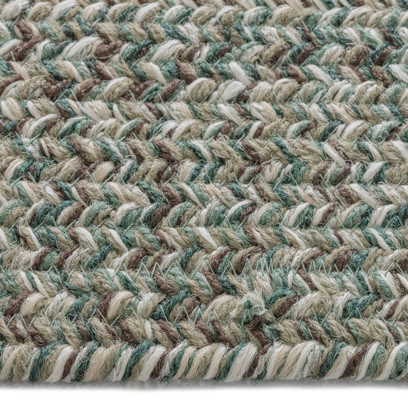 Medium Green Synthetic Braided Reversible Concentric Rectangle Rug 27" x 48"