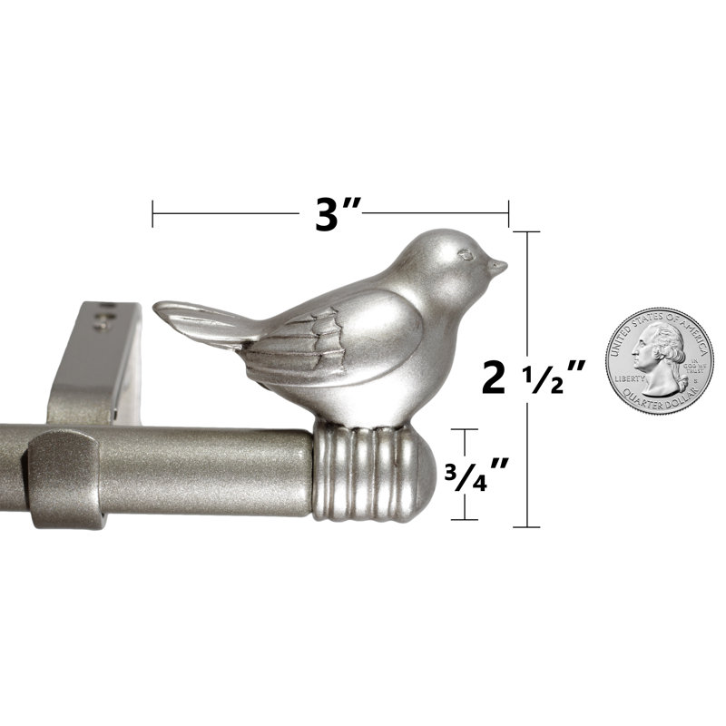 Tringle à rideaux simple réglable Kolb, 48 po à 84 po, Étain