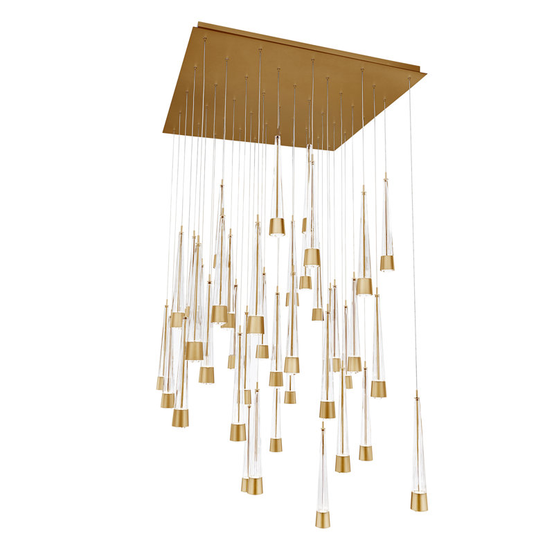 Luminaire suspendu à DEL 41 lumières Quill Square, Laiton vieilli
