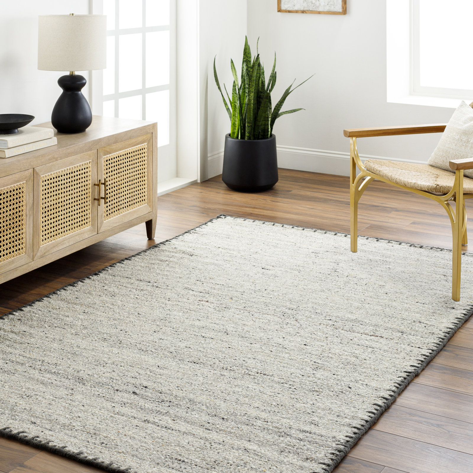 Jayde Handmade Wool Gray Rug, Rectangle 9' x 12'