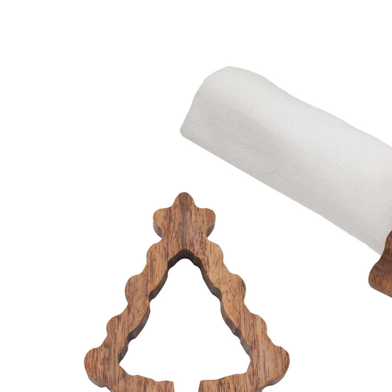 Ensemble de 4 anneaux de serviette en bois Xmas Tree