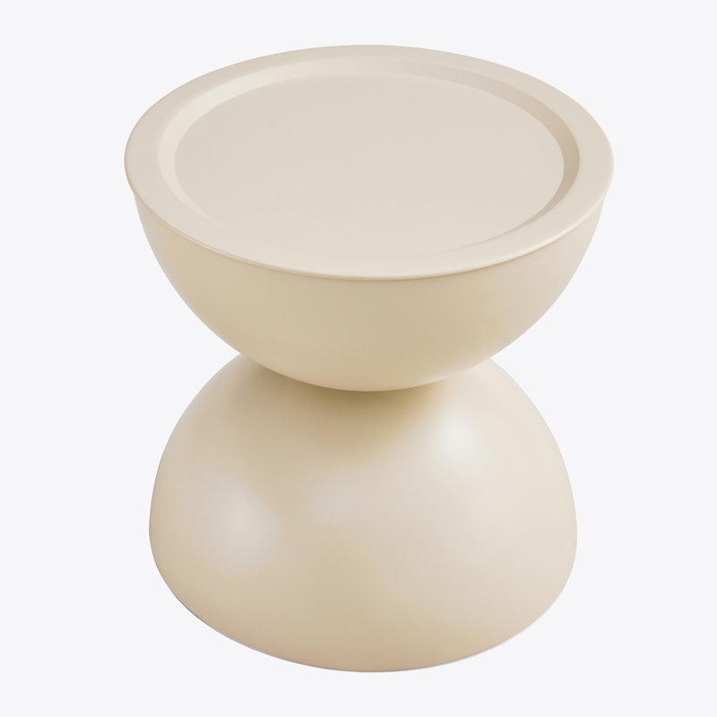 Tables basses rondes BLANC LAIT avec table de bout d'appoint multifonctionnelle STORGE