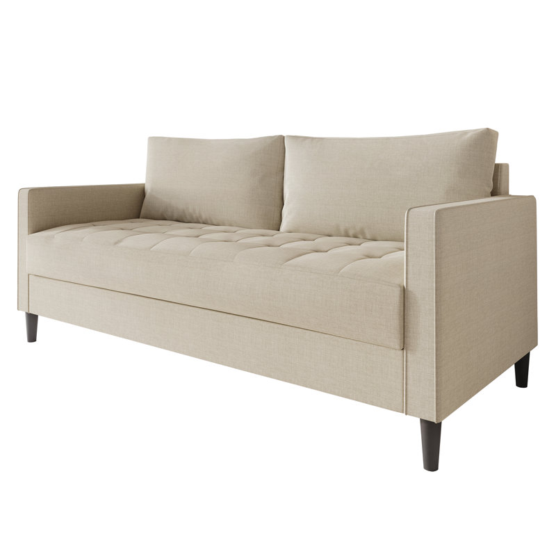 Canapé à accoudoirs carrés 74,60 po Newquay, 100 % polyester beige