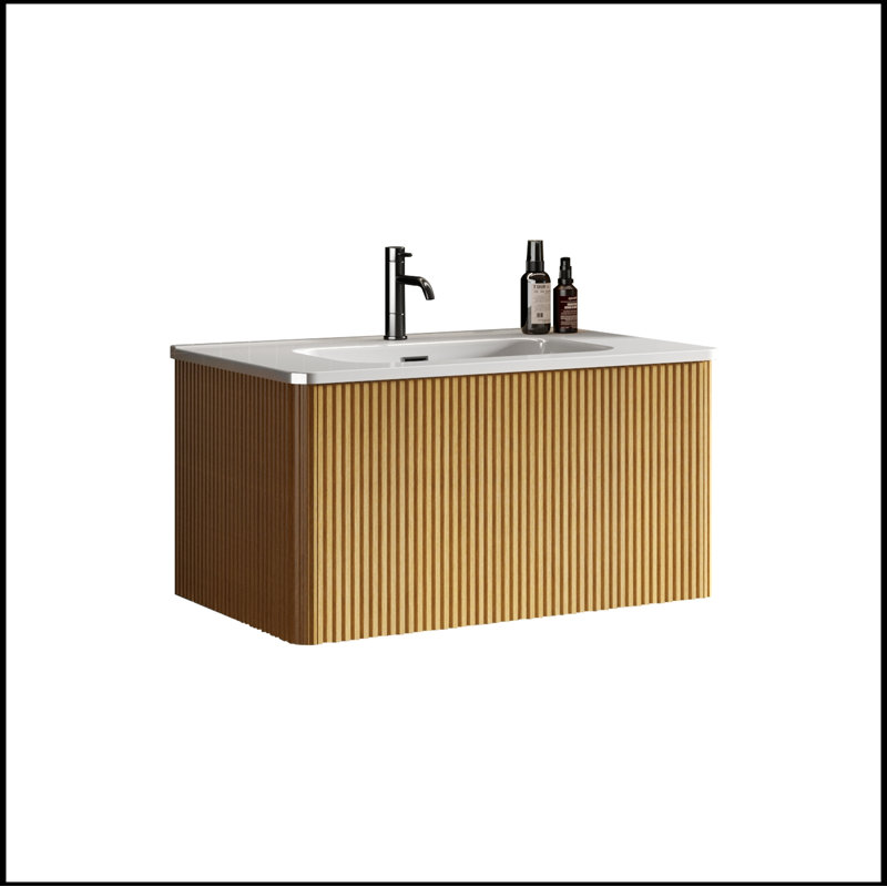 Ensemble de meuble-lavabo simple 29,90 avec plateau Kashanna, Chêne