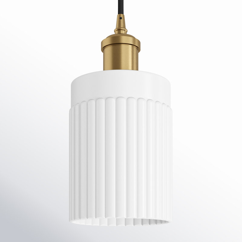 Kamena 1 - Light Single Pendant, Matte White, No Bulb Included, Satin Gold