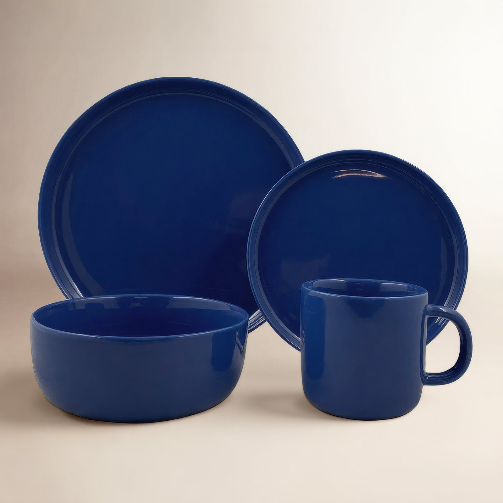 Reims Stoneware Dinnerware Set - Service for 4, Dark Blue