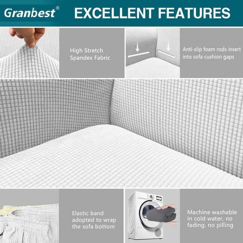 Outdoor Patio Sofa Cover, 107" H x 178" W x 104" D, Creamy White