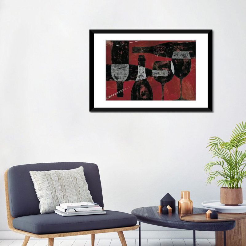 « wine selection », impression sur toile, H 24 po x l 32 po x P 1 po, Papier avec cadre noir, Blanc