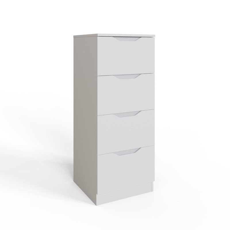 Groove Handle Slim 4 Drawer Chest, Matt White