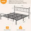 Structure de lit plateforme classique en métal, sommier avec support en lattes d'acier, rangement sous le lit, aucun sommier requis, assemblage facile-120466633