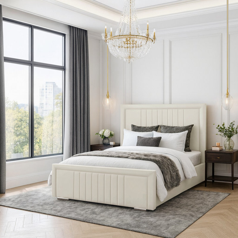 Amandaleigh Upholstered Bed, Cream, Small Double (4')