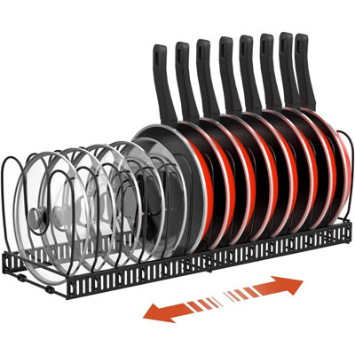 Expandable Pot Lid Organizer Holder With 14 Adjustable Dividers,