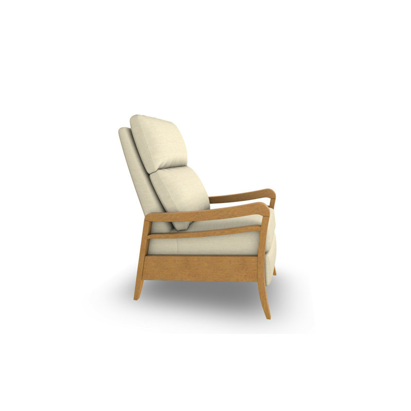 Modern High Leg Recliner, Honey Birch, Eggshell