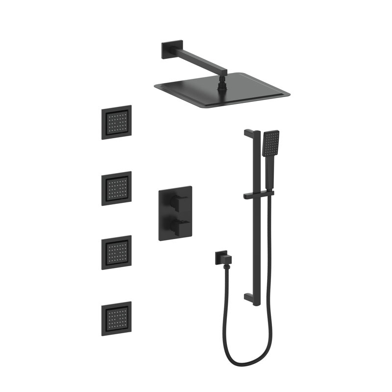 Complete Shower System with Rough-in Valve, Matte Black