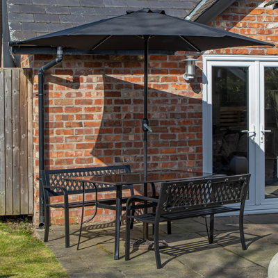 Charleah 4 - Person Metal Patio Dining Set with Rectangular Table