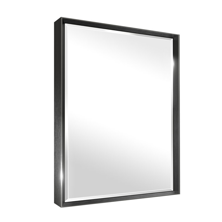 Lohoski Rectangle Wall Mounted Mirror with Aluminum Metal Frame, Beveled Decorative Thin Framed Accent Mirror, Horizontal and Vertical