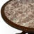 A Round Dining Room Table with Striated Stone Marble Pattern tabletop, Mahogany Finish-1795212669