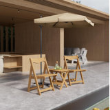 A foldable small outdoor leisure table and chair set with excellent materials includes 2 chairs and a rectangular table.
