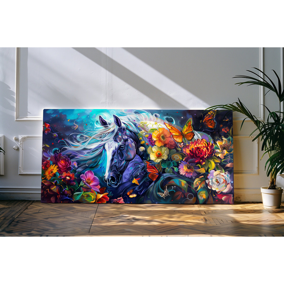 Wandbild 120x60 cm Pferd bei Nacht