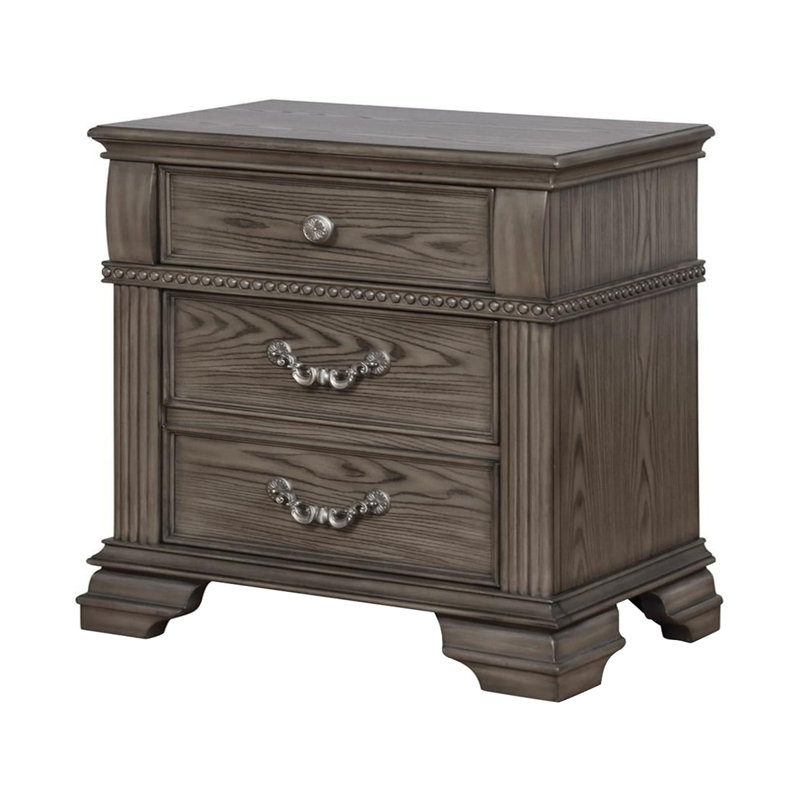 Table de chevet avec USB, gris, Gris