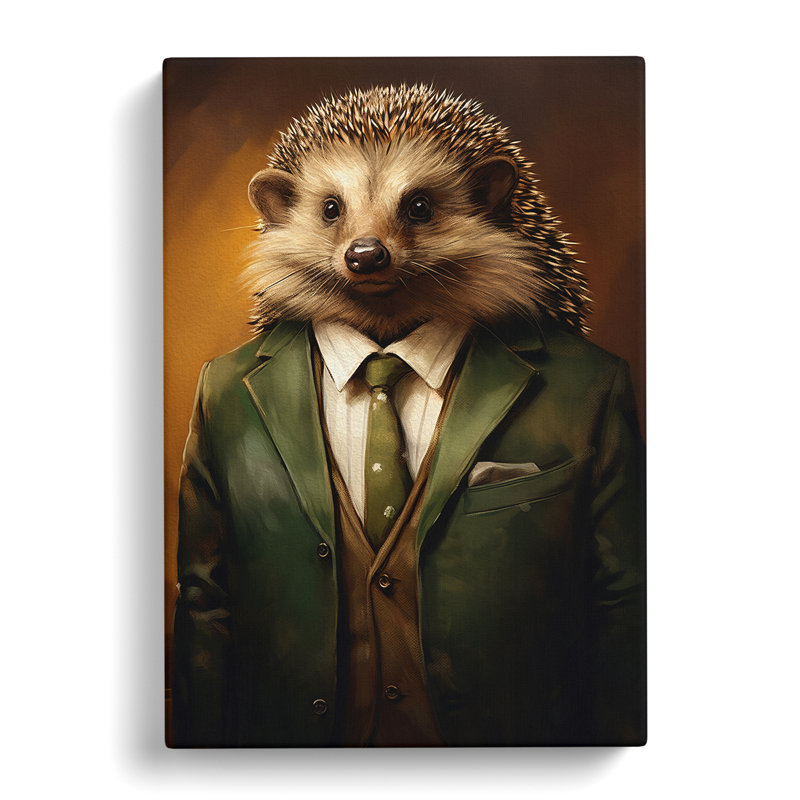 Hedgehog In A Suit No.4 - No Frame Print, 76cm H x 50cm W x 3cm D