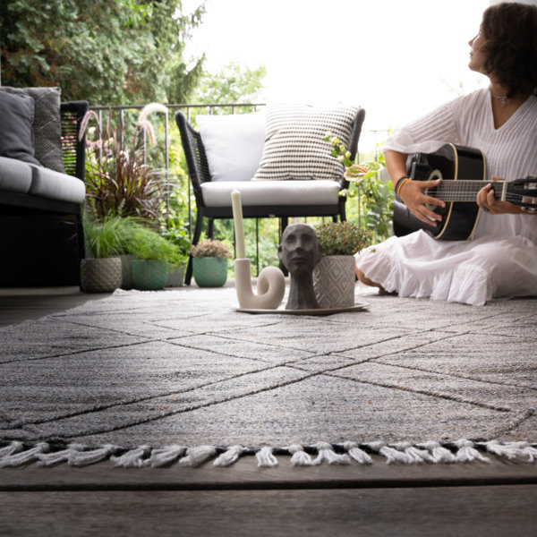 Dakar Uni Hand Woven Area Rug, Anthracite, Rectangle 160 x 230cm