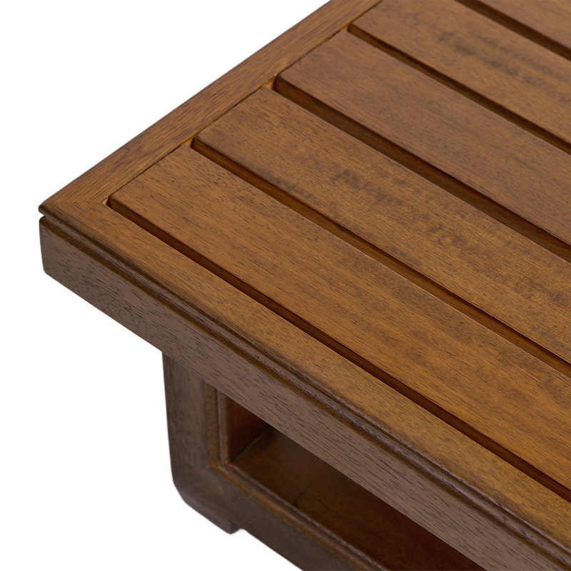 Table d'appoint d'extérieur en bois massif, Bois naturel