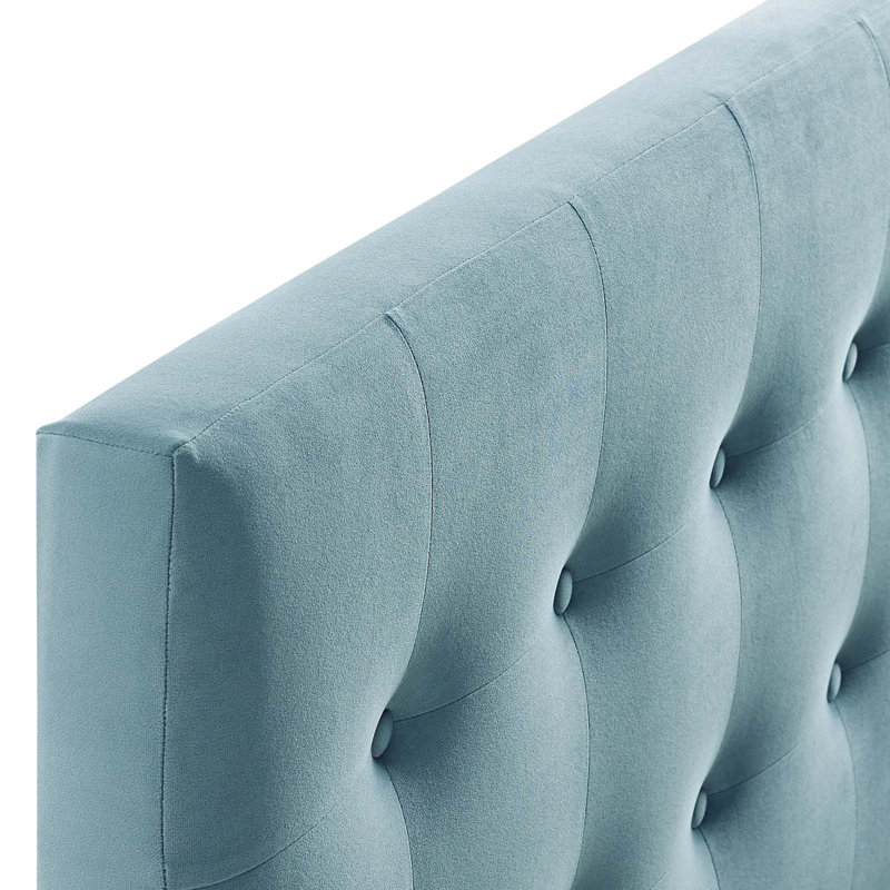Tufted Performance Velvet Headboard, Queen, Light Blue