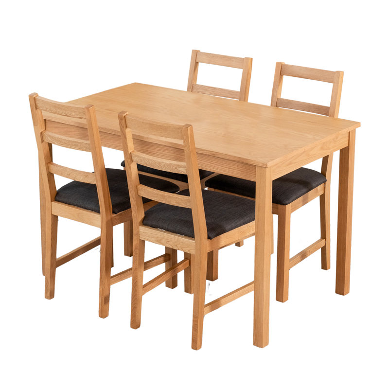 4 - Person Solid Oak Dining Set, Dark Gray