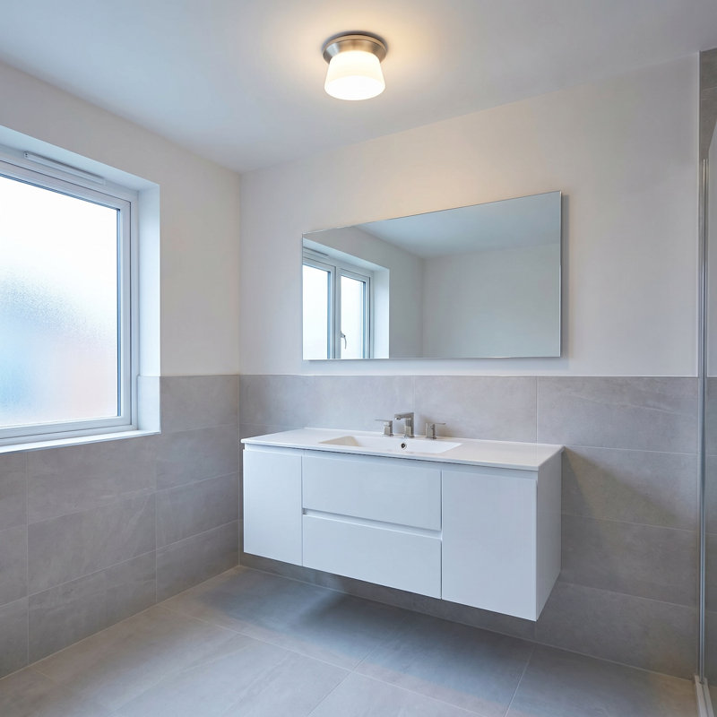 Glass Flush Mount, Satin Nickel