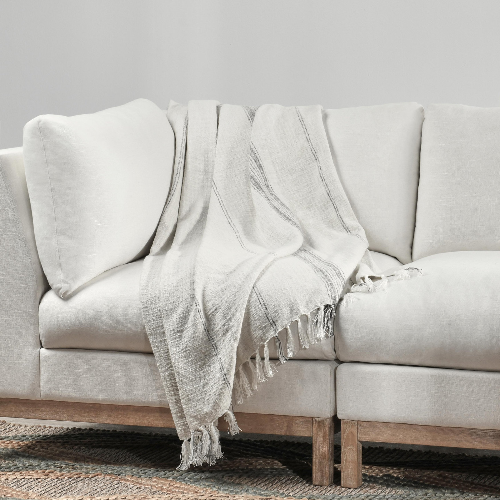 Ria Woven Throw, Light Gray