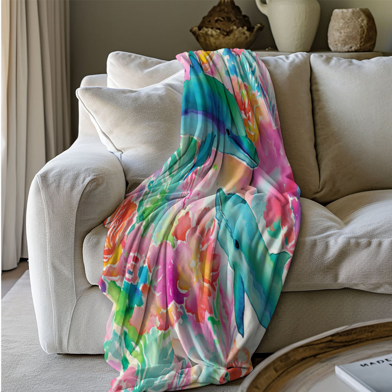 Vibrant Wildlife Art - 1 pièce Sherpa Premium, Grand lit