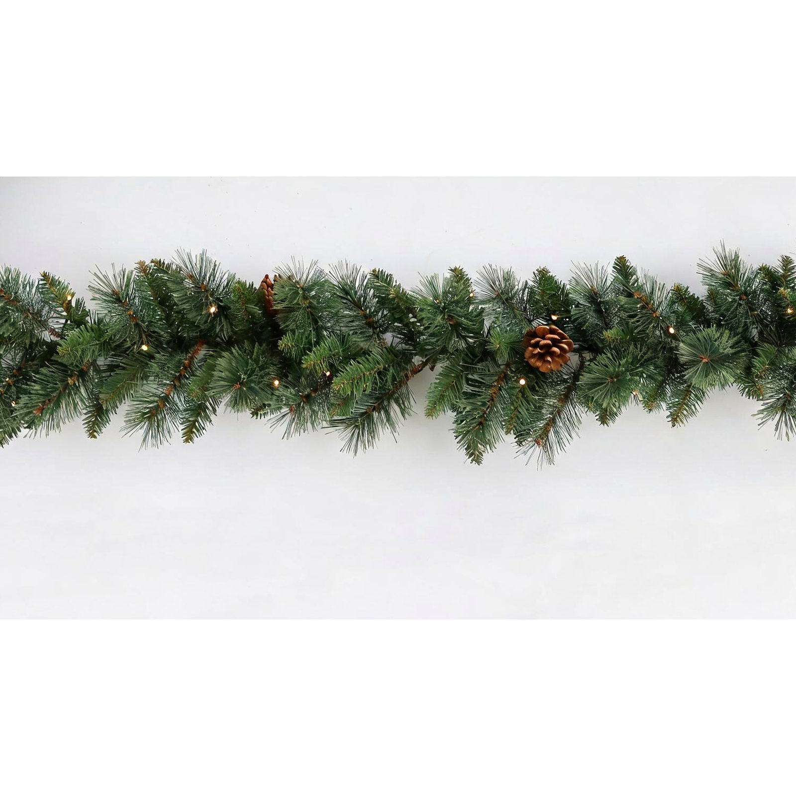 8.83 Ft Artificial Winter Christmas Pre-Lit Garland, Faux Cedar Greenery Front Door Garland Plant With LED Lights For Wedding Backdrop Arch Wall Decor