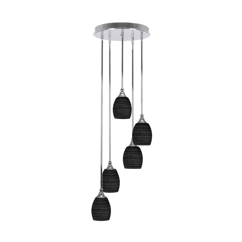 Luminaire suspendu grappe suspendu à 5 lumières Empire, 11 cm x 14,25 cm x 14,25 cm, Gris, Chrome chrome