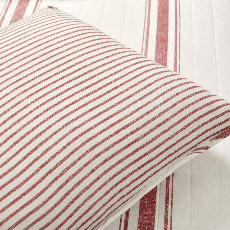 Gilroy Cotton Striped Comforter, Red, Full/Queen Comforter + 2 Shams