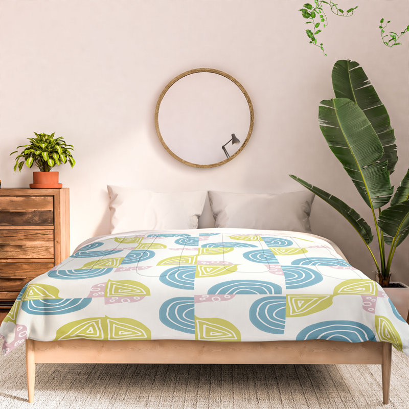 Housse de couette en coton bleu / rose / vert Mirimo, Housse de couette pour très grand lit