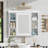 35'' X 28'' White Wall Mounted Bathroom Storage Cabinet With Mirror Door