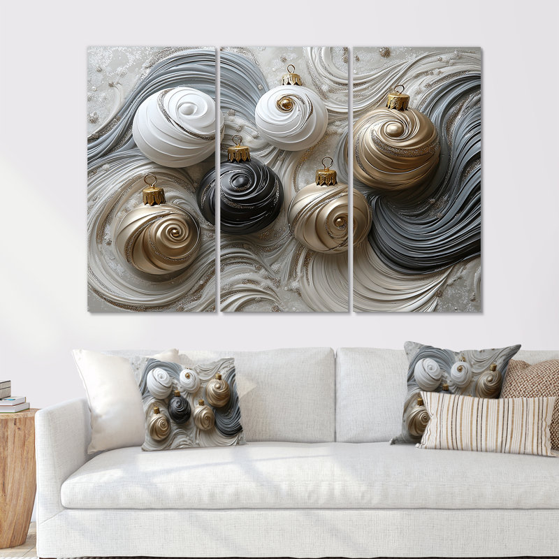 Ensemble de salon art mural blanc et doré, Métal métal, H 40 po x l 60 po x P 1 po