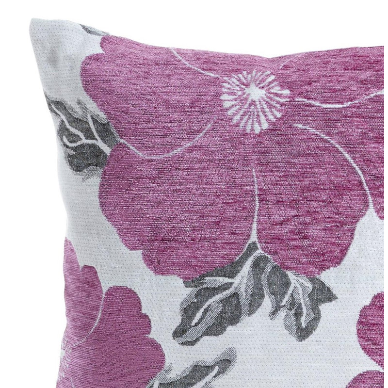 Darionte Poppy Chenille Cushion Cover, Pink, 55cm x 55cm, Pillow Cover Only