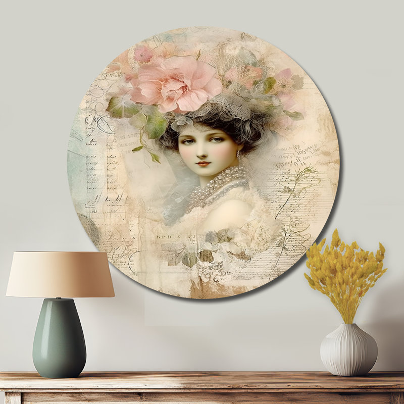 Faye - Art floral rond en métal, H 36 po x l 36 po