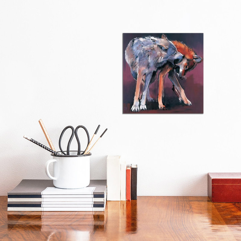 Two Wolves, 2001 by Mark Adlington - Wrapped Canvas Print, 30.48 cm H x 30.48 cm W