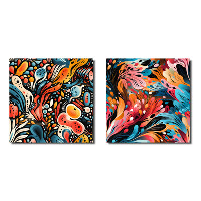 Hartsfield - Ensemble de 2 collages carrés botaniques abstraits