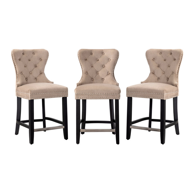 Tabouret de bar et de comptoir Kirsten, Tabouret de comptoir (siège d'une hauteur de 24 p, Taupe, Noir