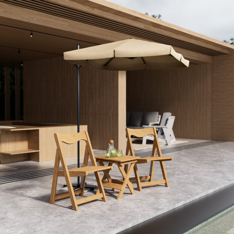 Table de bistro pliable Hips et chaise avec 2 chaises, finition pour l'extérieur, chaises, table rectangulaire, patio