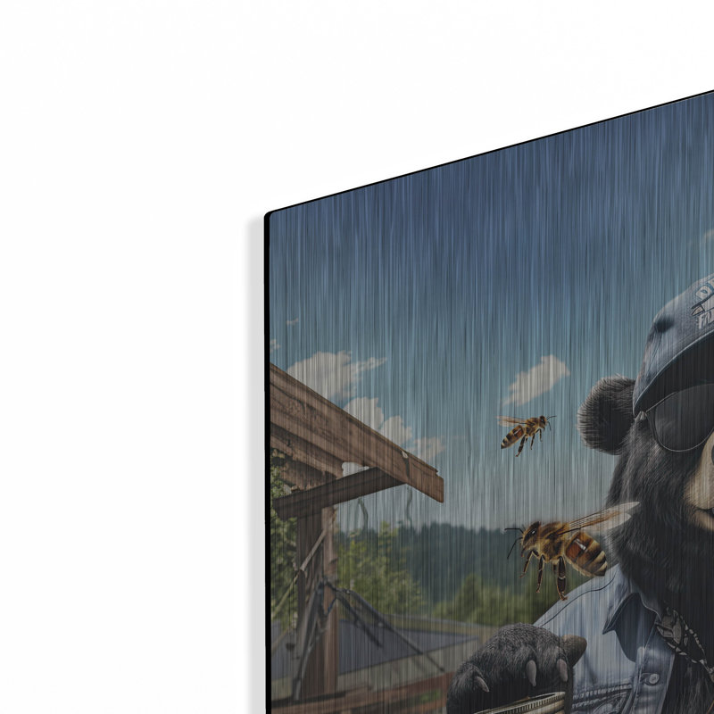  «Cool Bear Moonshine Buzz» par Jim Baldwin, art mural en métal, 24 po x 24 po, H 24 po x l 24 po