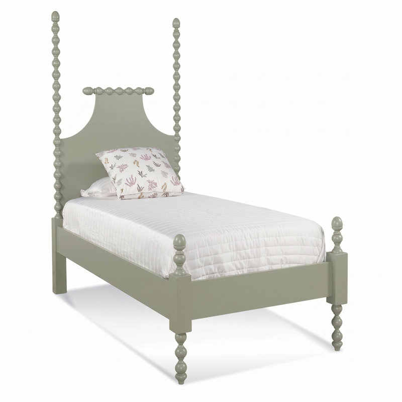 Mary Spindle Four Post Bed, Twin, Graystone