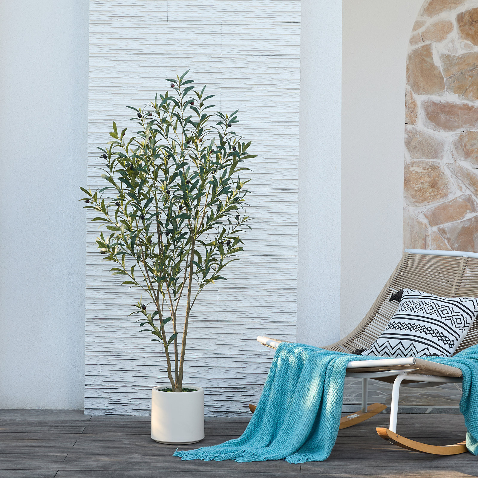 George Olive Tree in Planter, 60" H x 20" W x 20" D