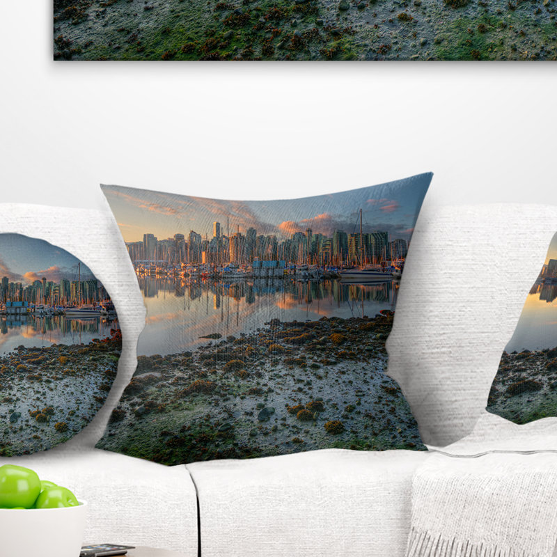 Coussin de soleil beau soleil à vancouver, 18 po x 18 po, Coussin décoratif