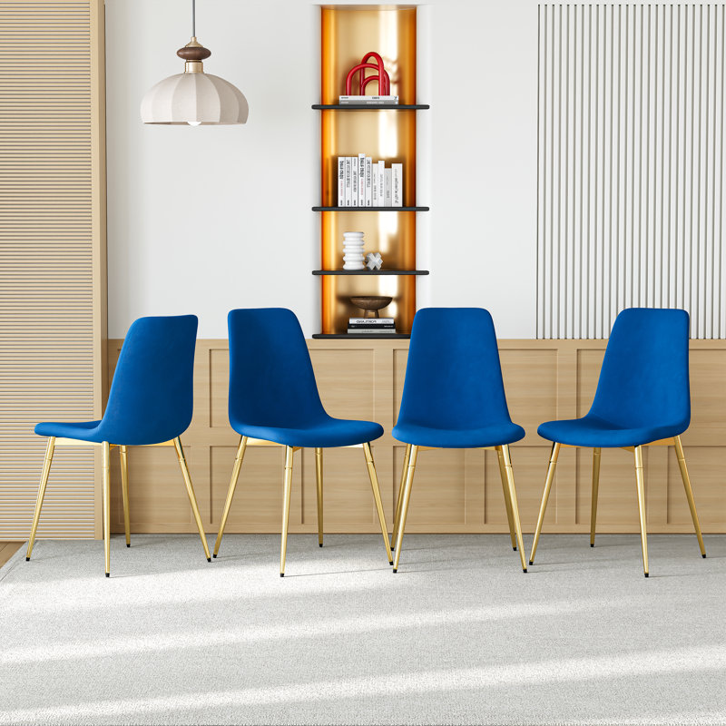 Chaise de salle à manger Boffa, Bleu, Doré