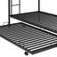 Lit simple superposé au-dessus d'un lit gigogne, structure en métal noir, lit gigogne polyvalent relaxant noir, repos pratique-118084421